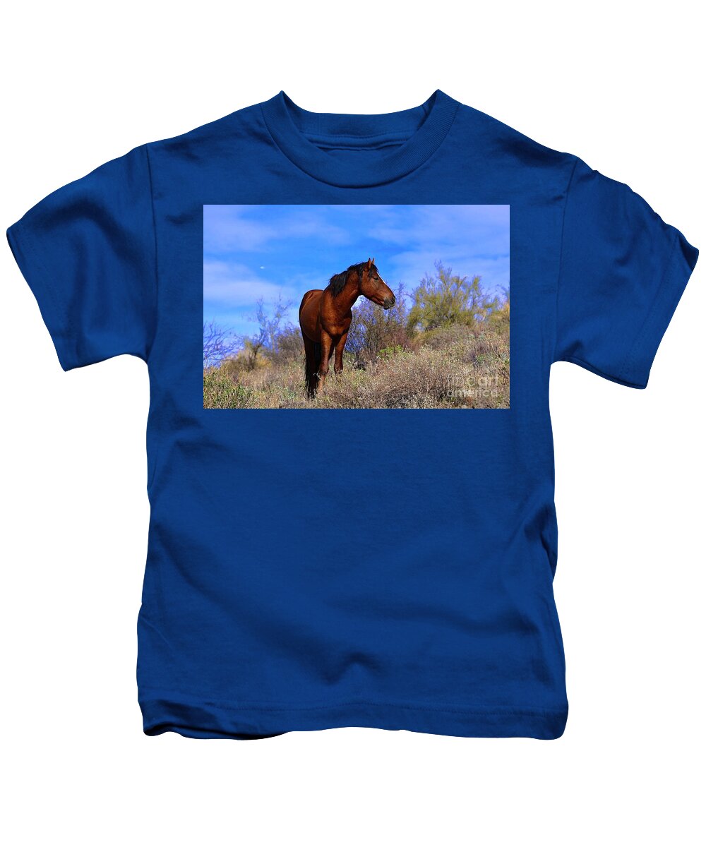 Salt River Wild Horse Kids T-Shirt featuring the digital art Chillin by Tammy Keyes