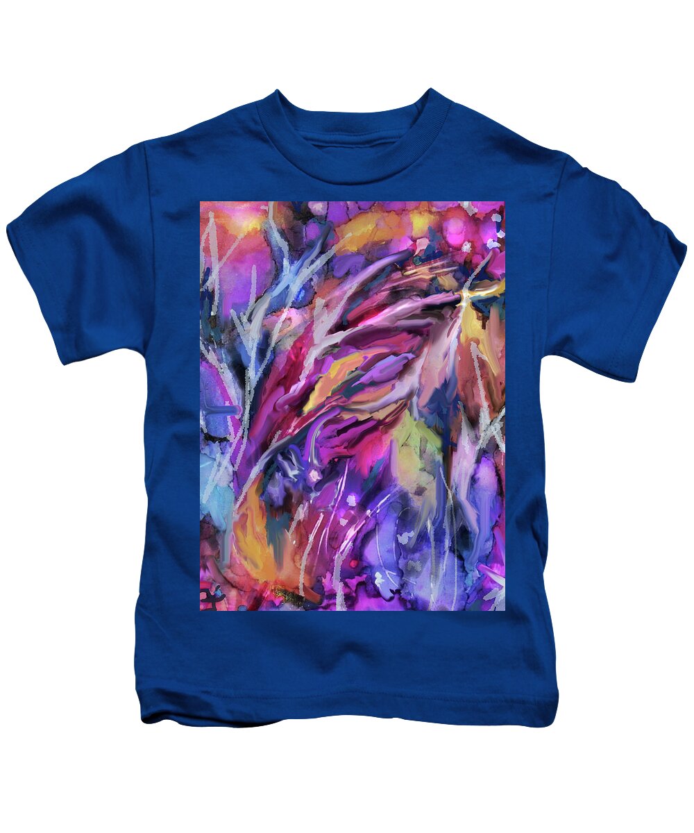 Colorful Abstract Kids T-Shirt featuring the mixed media Color Me Happy by Jean Batzell Fitzgerald