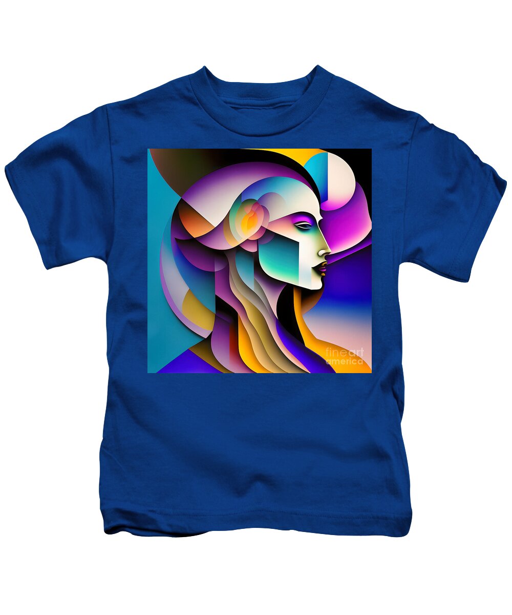 Portrait Kids T-Shirt featuring the digital art Colourful Abstract Portrait - 5 by Philip Preston