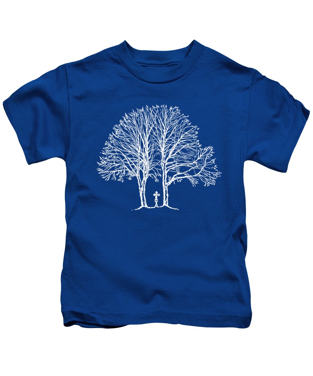Cross Kids T-Shirt featuring the drawing Crossroad white by Jindra Noewi