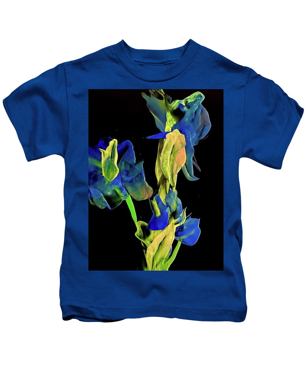 Abstract Kids T-Shirt featuring the painting Daddy Loved Irises by Tommy McDonell
