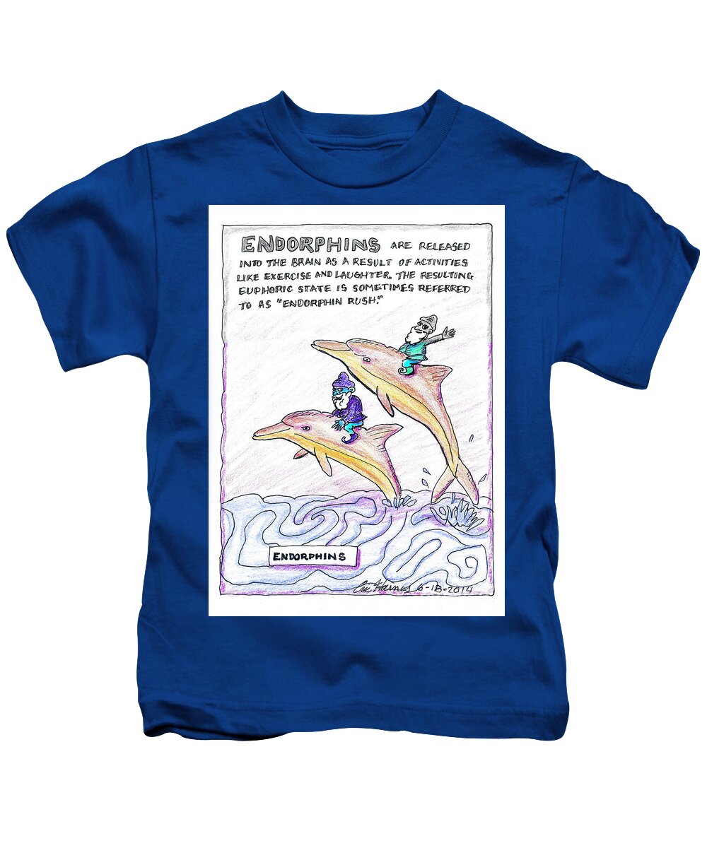 Endorphins Kids T-Shirt featuring the drawing Endorphins by Eric Haines