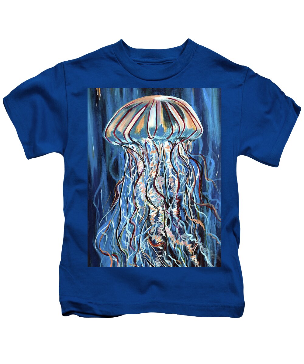 Jellyfish Kids T-Shirt featuring the painting Exotic Jellyfish by Chiquita Howard-Bostic