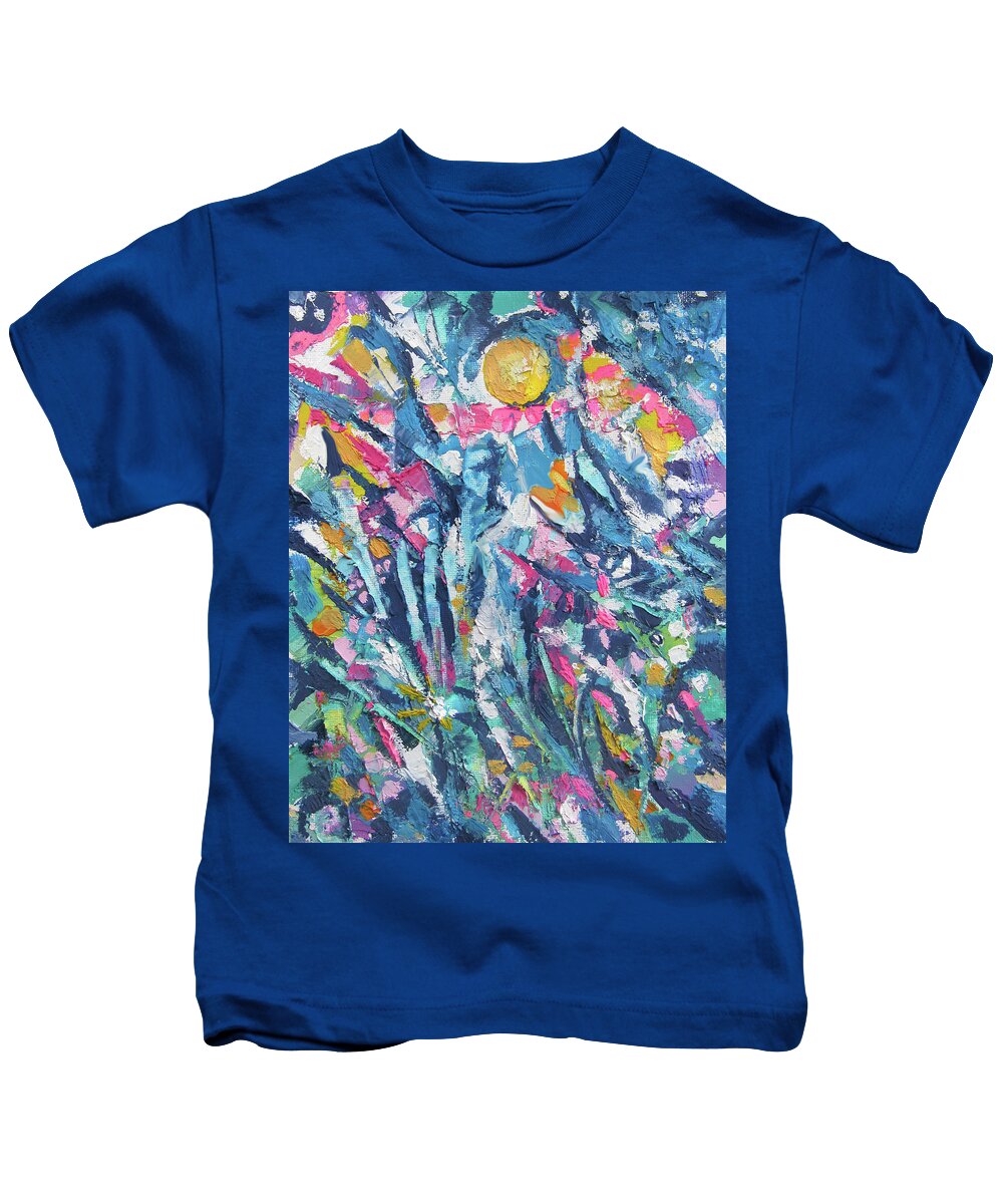 Abstract Garden Kids T-Shirt featuring the painting Garden Sun by Jean Batzell Fitzgerald