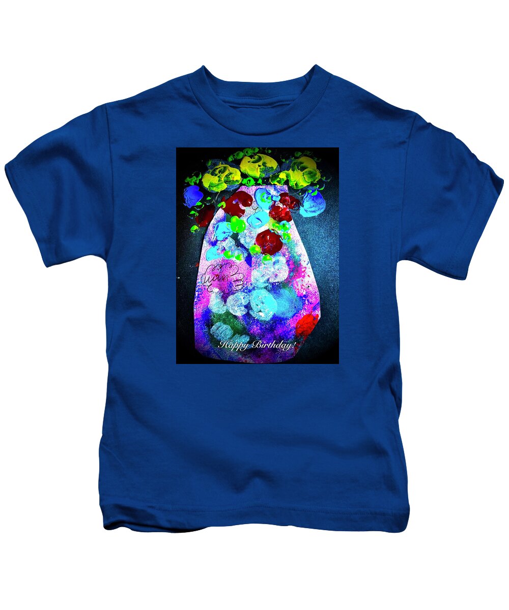 Mixed Media Kids T-Shirt featuring the painting Happy Birthday by Tommy McDonell