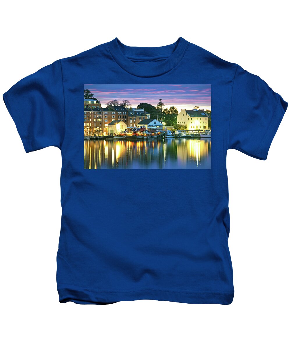 Harbor Lights Kids T-Shirt featuring the photograph Harbor Lights by Eric Gendron
