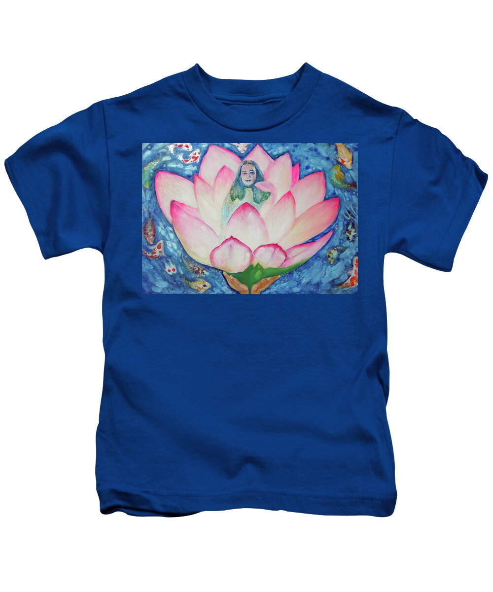 Yogananda Kids T-Shirt featuring the painting Hearts Lotus Will Blossom Forth Paramhansa Yogananda by Ashleigh Dyan Bayer