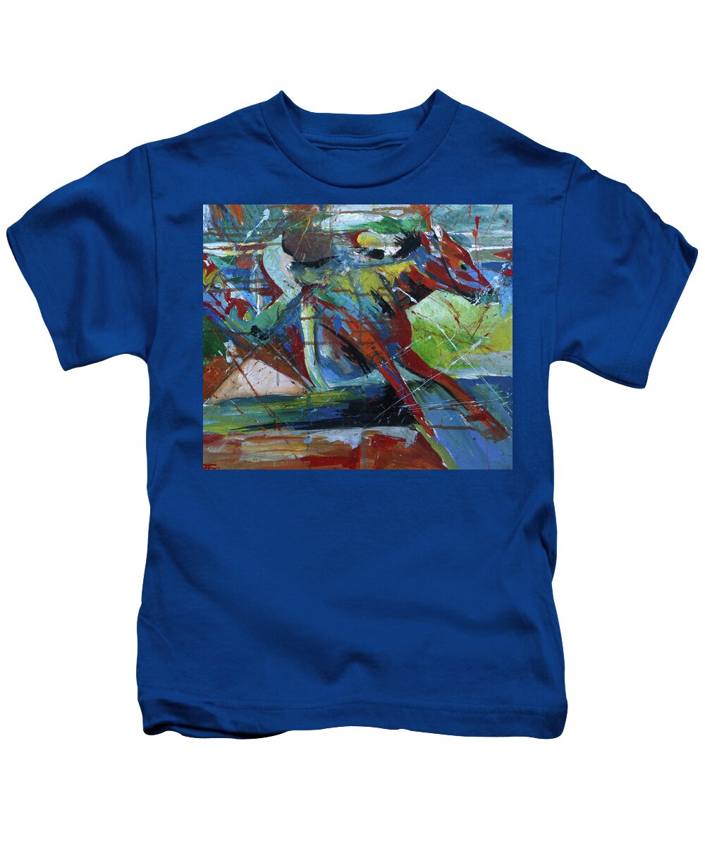 Kentucky Horse Racing Kids T-Shirt featuring the painting Horse Energy by John Gholson