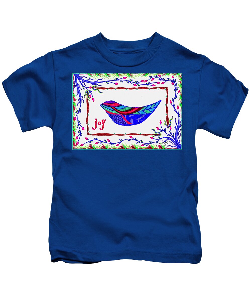 Joy Kids T-Shirt featuring the drawing Joy by Karen Nice-Webb