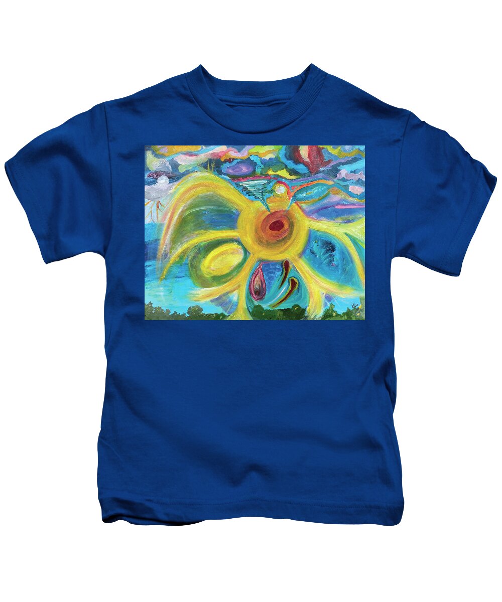 Vortex Kids T-Shirt featuring the painting Kaped Vortex by David Feder