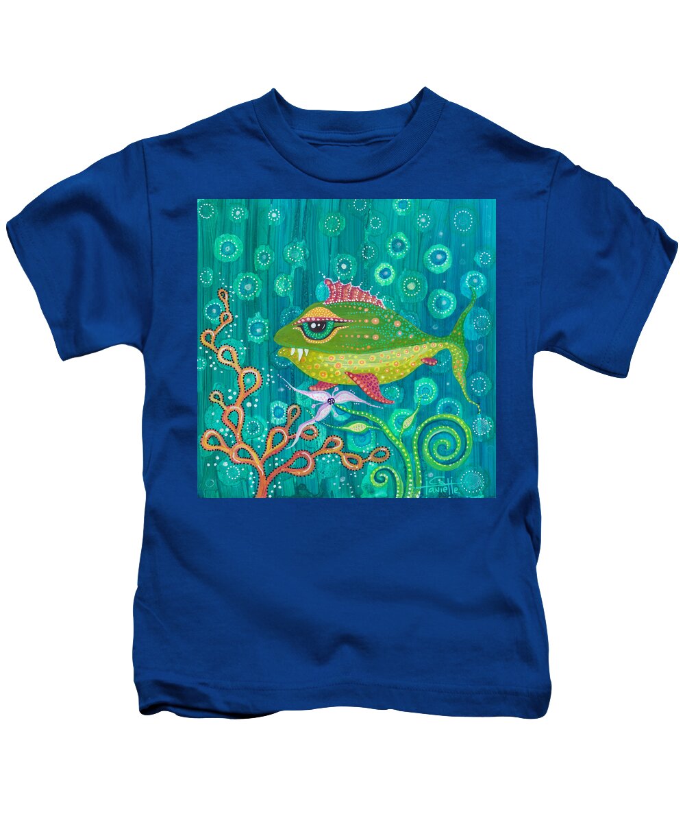 Fish Kids T-Shirt featuring the painting Little Frankie by Tanielle Childers