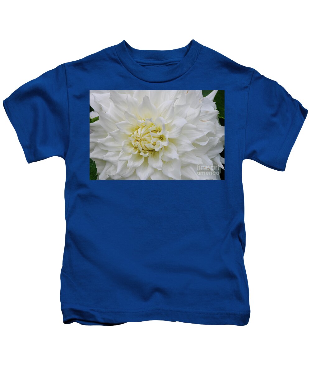 British Columbia Kids T-Shirt featuring the photograph Magnificent White Dahlia by Nancy Gleason