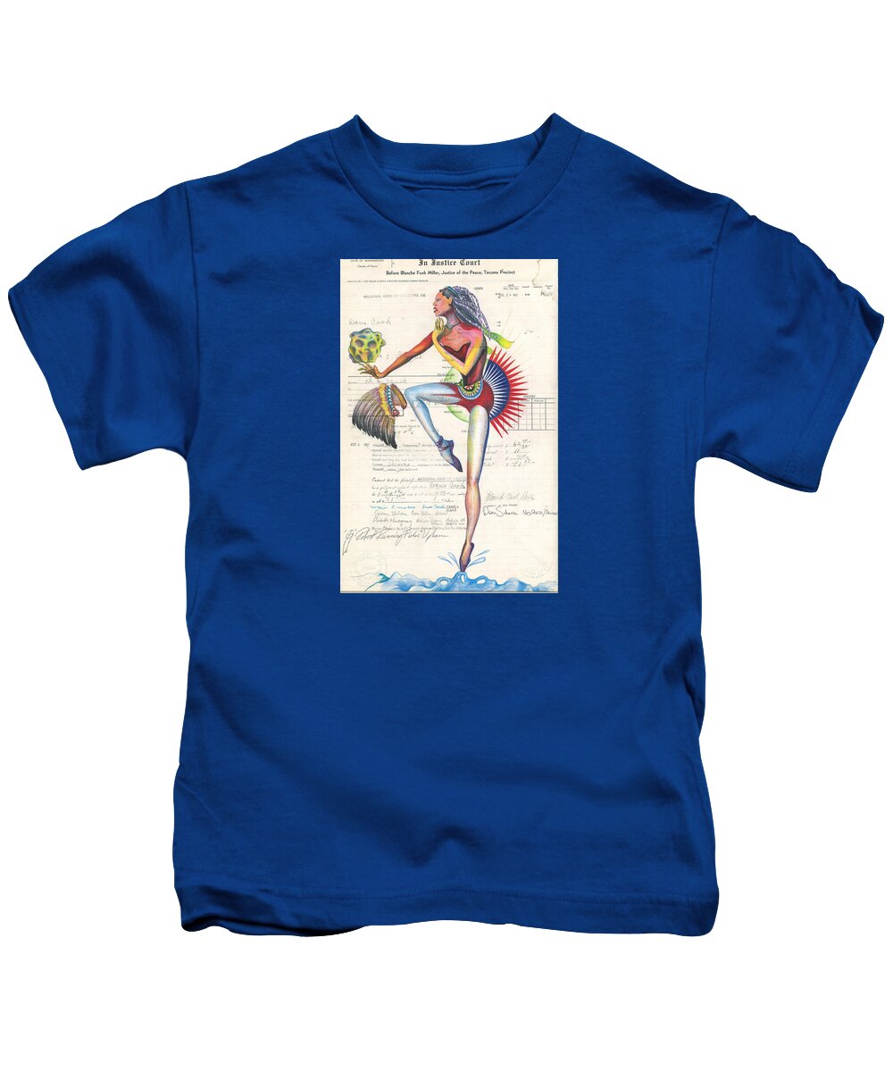 Prima Ballerina Kids T-Shirt featuring the drawing Maria Tallchief Ballerina by Robert Running Fisher Upham