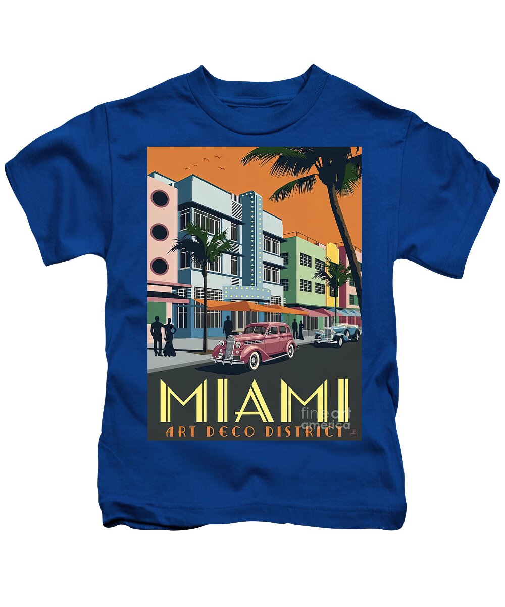 Miami Art Deco Kids T-Shirt featuring the photograph Miami Art Deco Travel Poster by Carlos Diaz