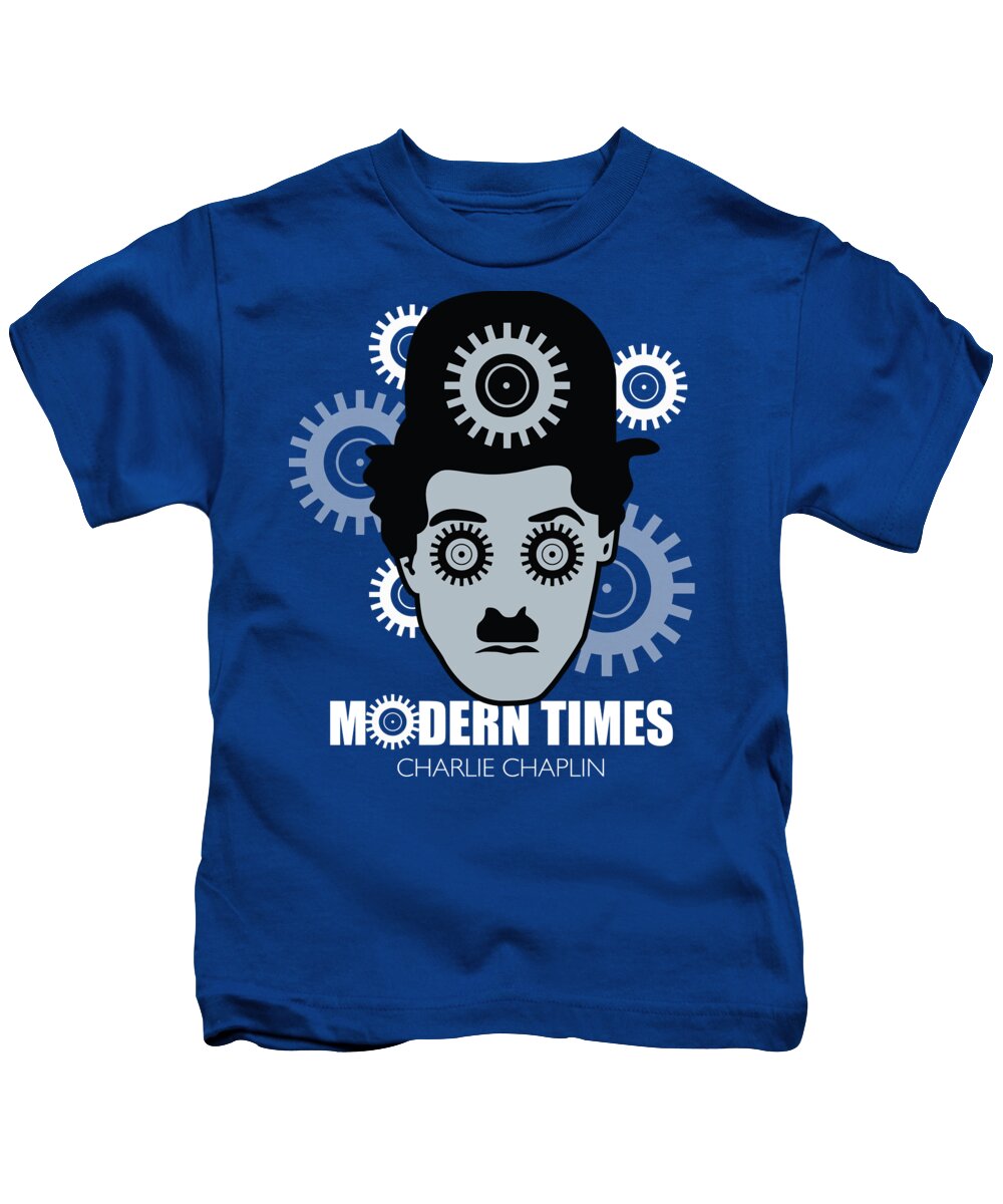 Movie Poster Kids T-Shirt featuring the digital art Modern Times - Alternative Movie Poster by Movie Poster Boy