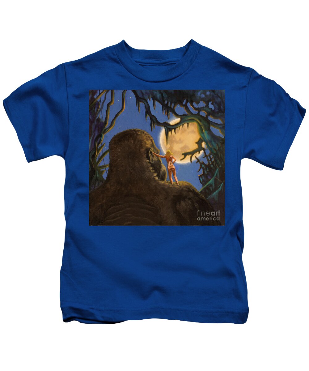 King Kong Kids T-Shirt featuring the painting Moonlight stroll by Ken Kvamme