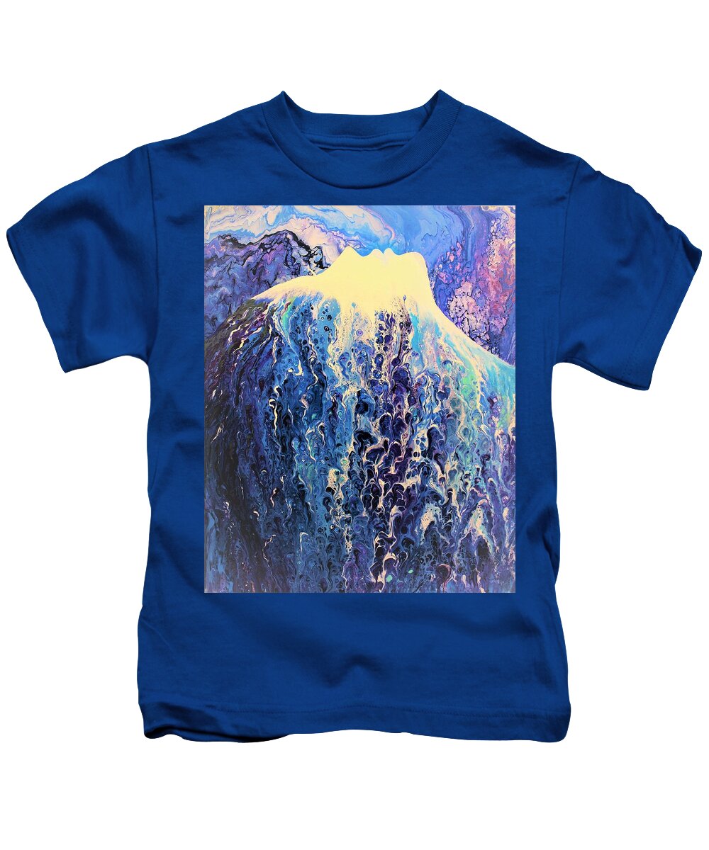 Wall Art Home Décor Face Mountains Acrylic Painting Abstract Painting Original Art Picture Wall Art Painting Art For The Living Room Office Decor Gift Idea For Him Mountains Kids T-Shirt featuring the painting Mountains with snow avalanches by Tanya Harr