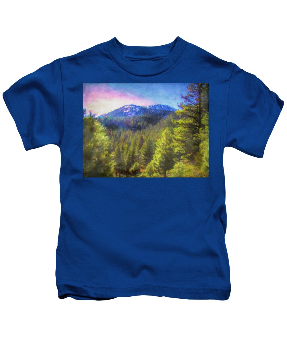 Mountain Kids T-Shirt featuring the digital art Mt Rose Nevada by Frank Lee