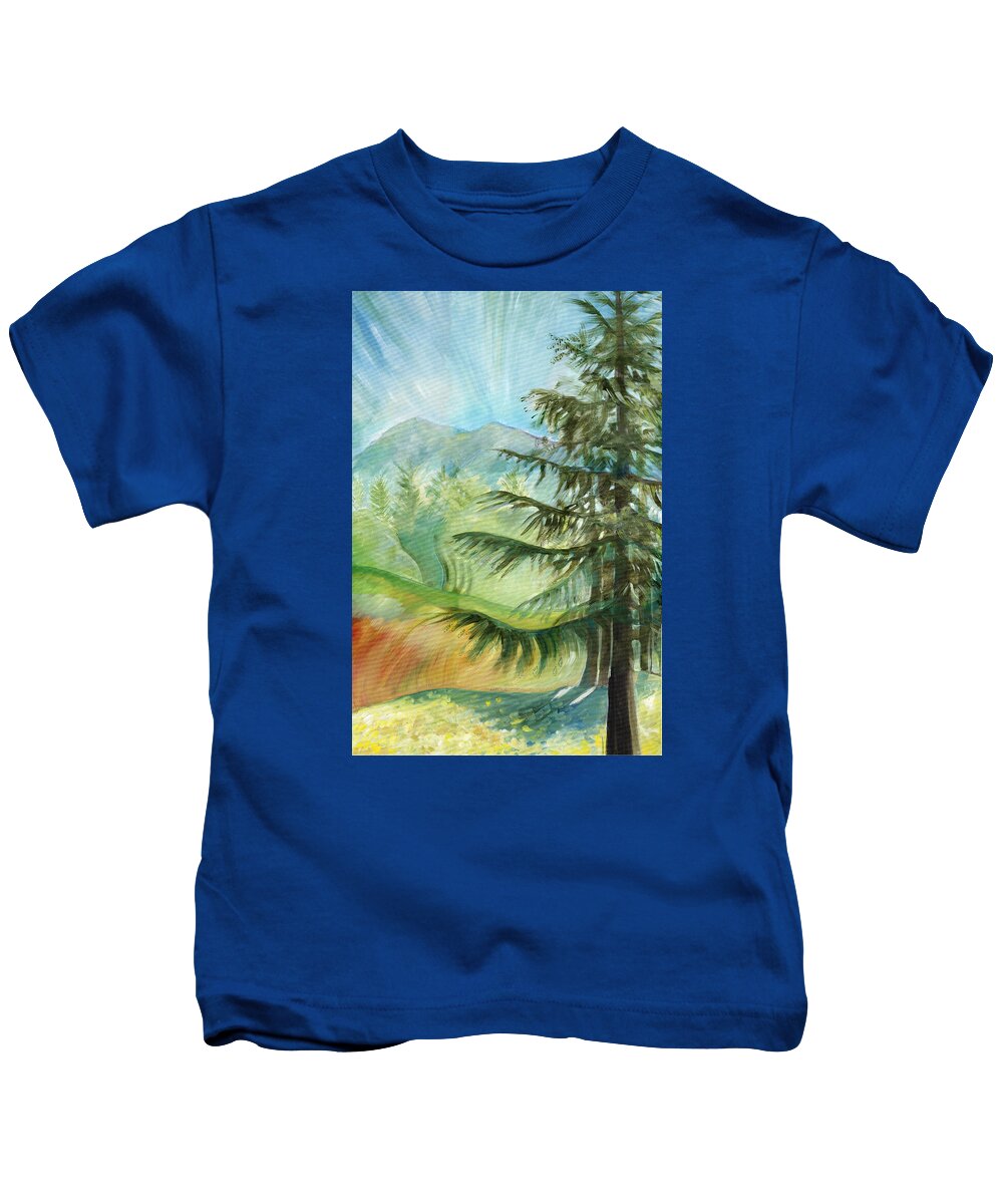 Landscape Kids T-Shirt featuring the painting Mt. Wow by Catharine Gallagher