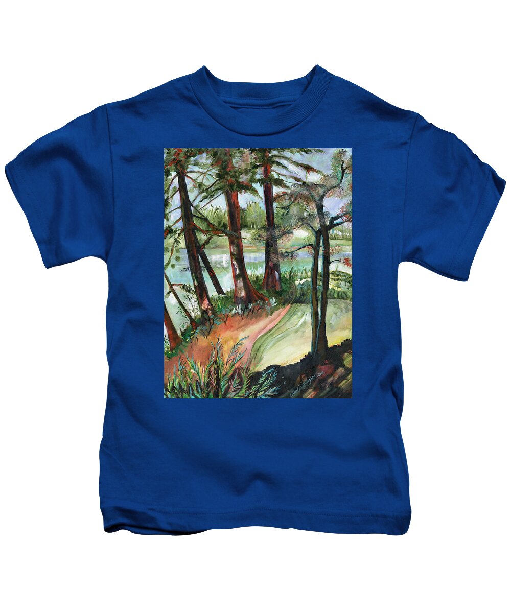 Landscape Kids T-Shirt featuring the painting My Backyard by Catharine Gallagher
