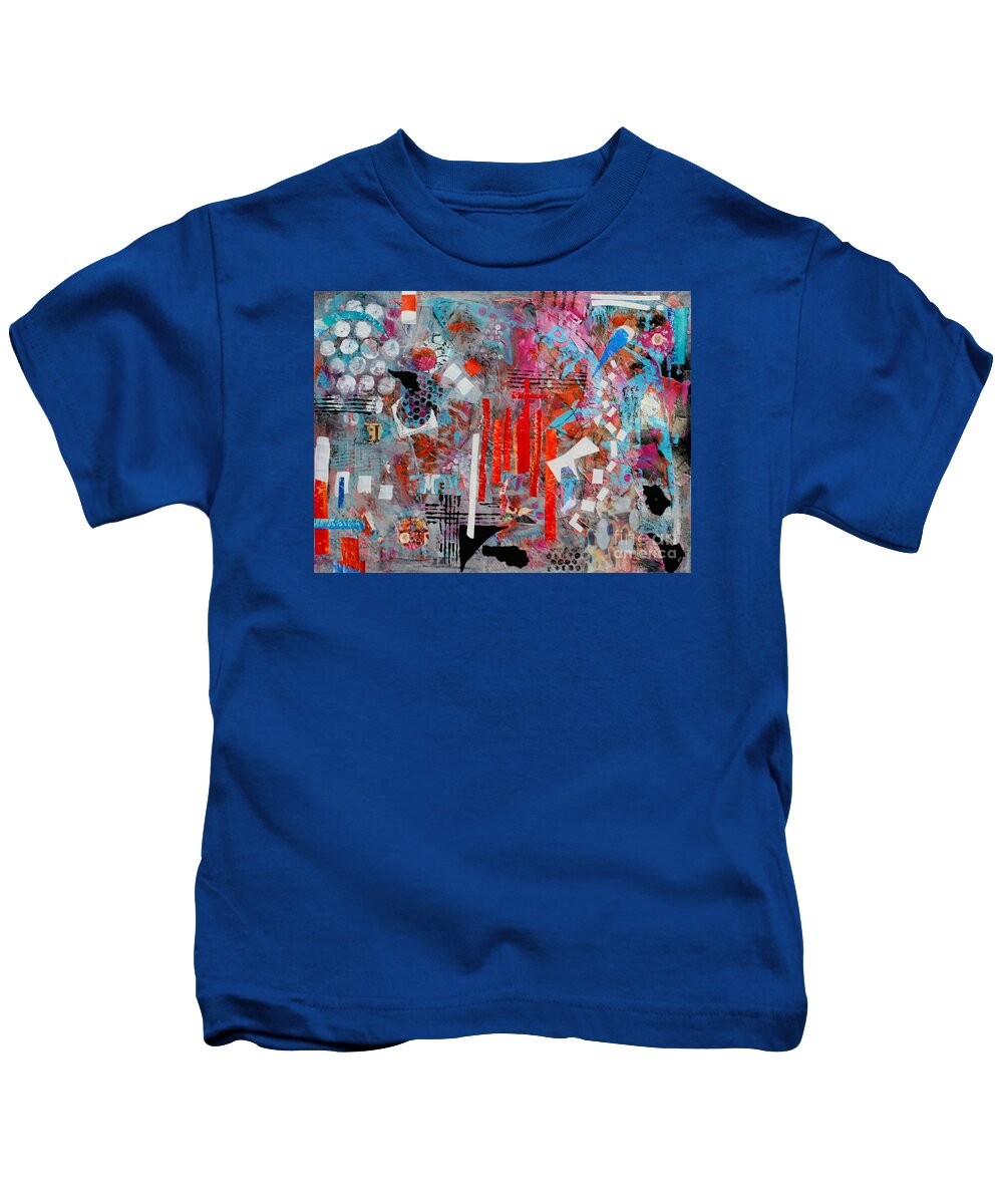 Tropical Abstract Kids T-Shirt featuring the mixed media Neon Tropics by Jean Clarke