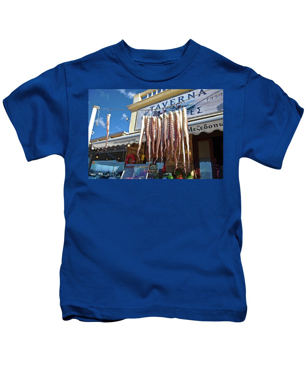 Fishing Kids T-Shirt featuring the photograph Octopus at the Taverna by Sean Hannon