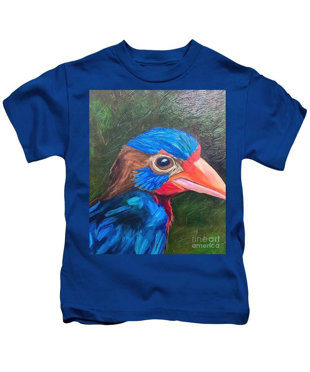 Bird Kids T-Shirt featuring the painting Painting Endemic Bird bird nature colorful wildli by N Akkash