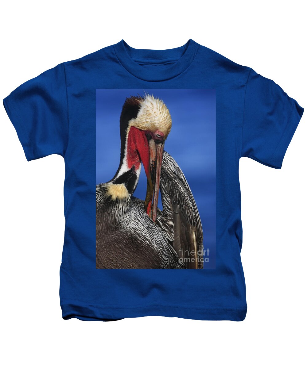 Pelicans Kids T-Shirt featuring the photograph Pelican In Breeding Colors by John F Tsumas