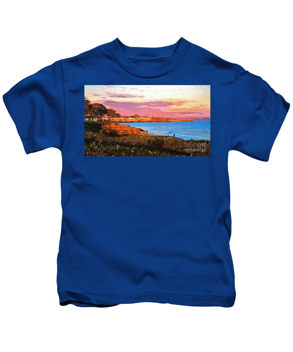 Santa Cruz Kids T-Shirt featuring the photograph Santa Cruz Golden Sunset by Sea Change Vibes