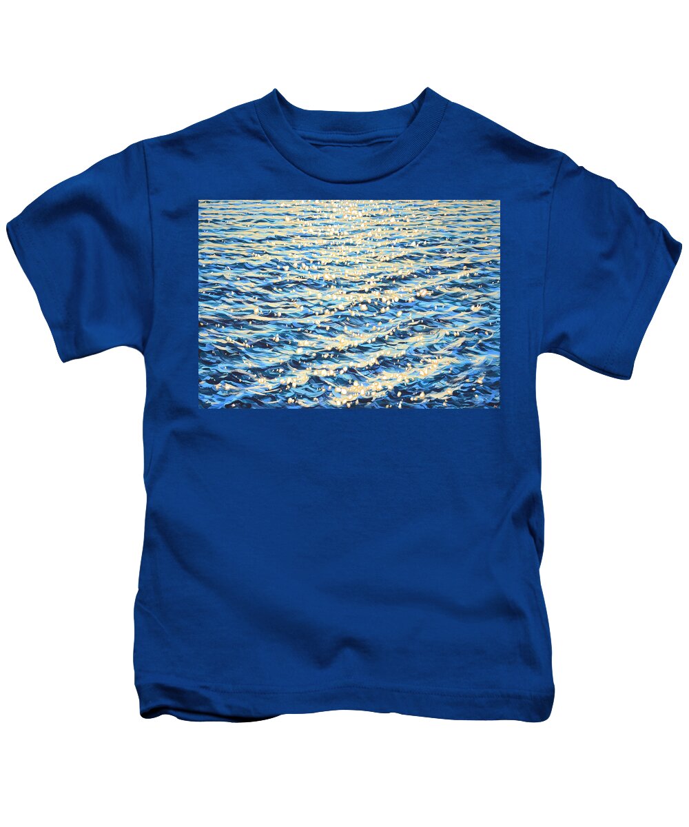 Glare Kids T-Shirt featuring the painting Sea. Light 13. by Iryna Kastsova