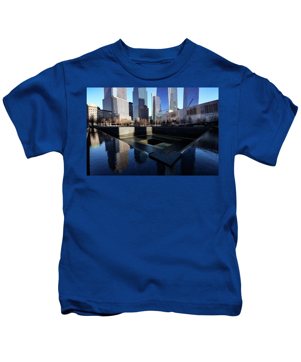 9/11 Kids T-Shirt featuring the photograph For The Survivors - Ground Zero, 9/11 Memorial. New York City by Earth And Spirit
