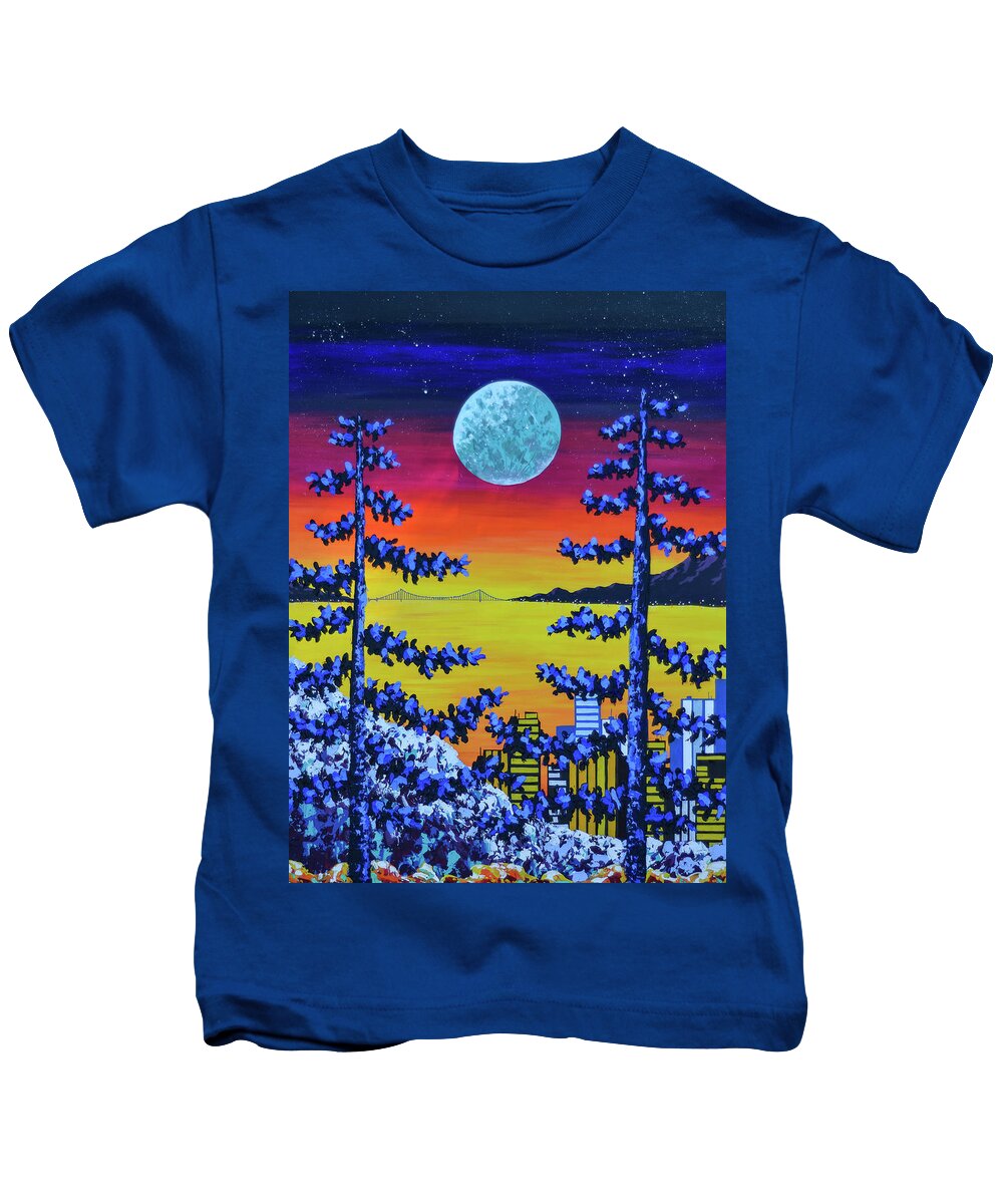 San Francisco Kids T-Shirt featuring the painting The Living Bay by Ashley Wright