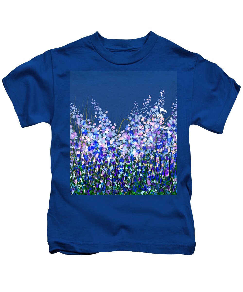 Blue Flower Kids T-Shirt featuring the digital art There are Two Lasting Things Roots and Wings by OLena Art by Lena Owens - Vibrant DESIGN