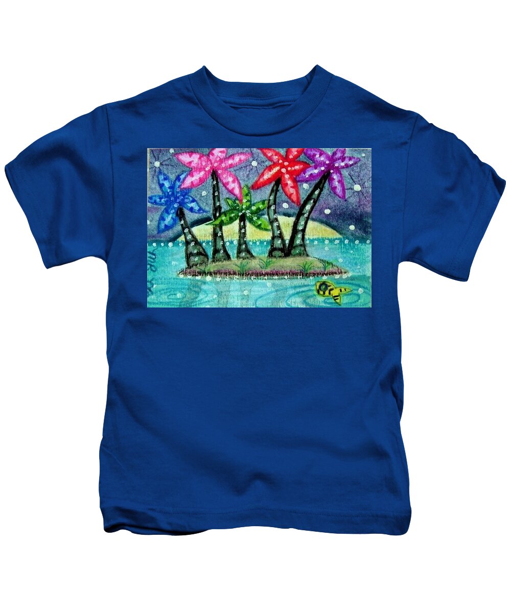 Tropical Kids T-Shirt featuring the painting Tropical Island by Monica Resinger