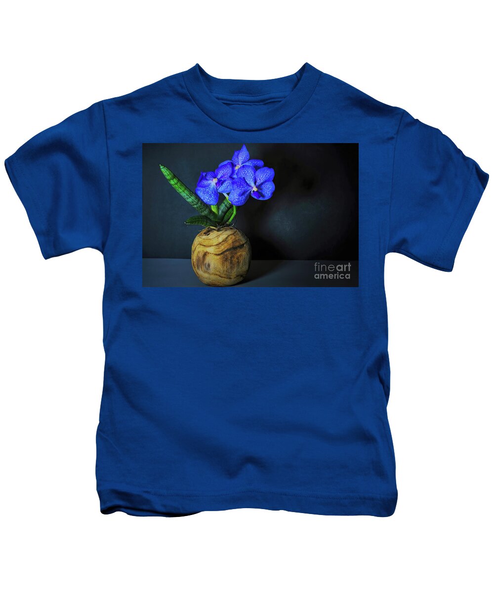 Tropical Kids T-Shirt featuring the photograph Vanda Orchid and Sansevieria Still Life by Diana Mary Sharpton