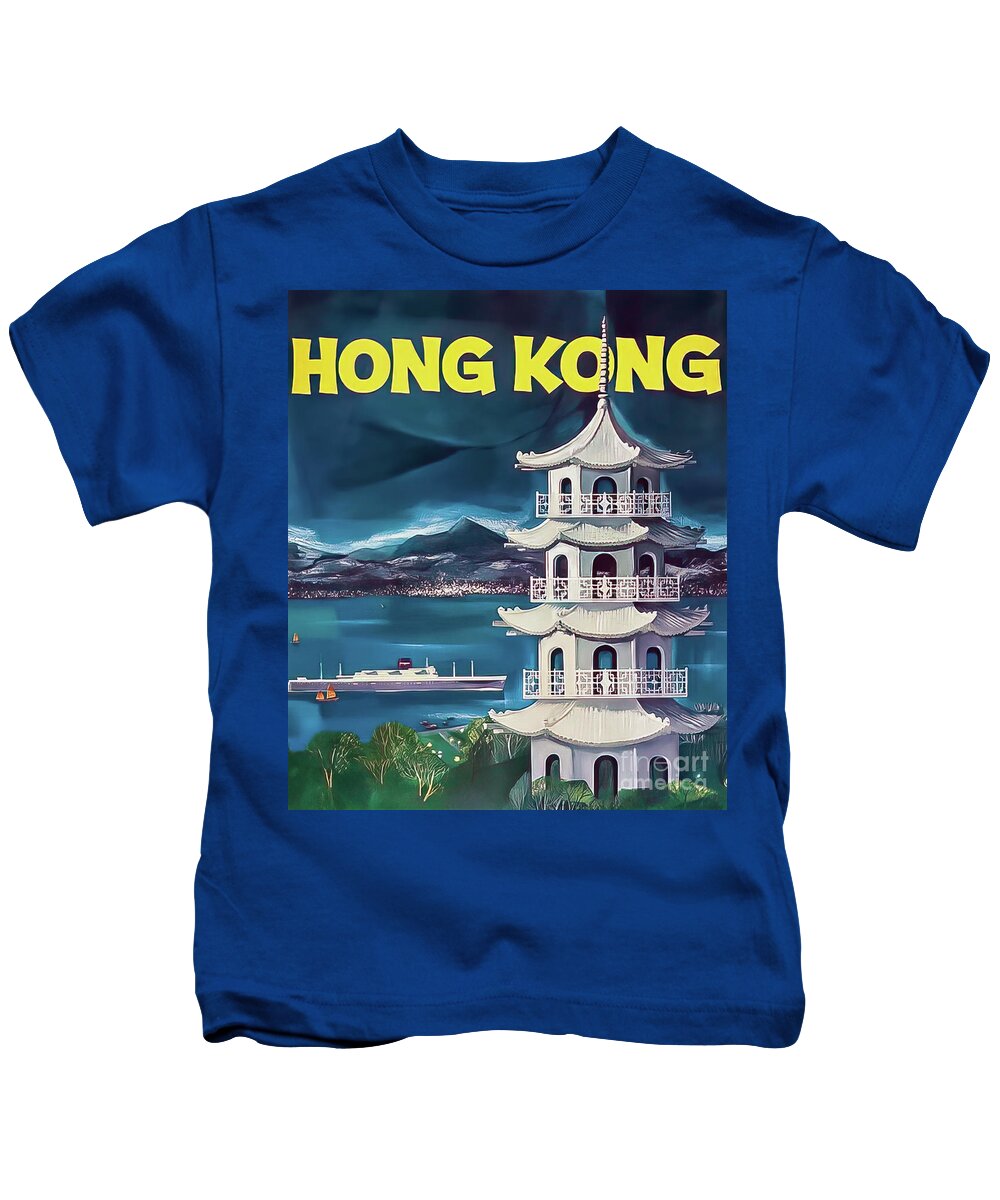 Vintage Hong Kong Poster 1957 Kids T-Shirt by M G Whittingham -