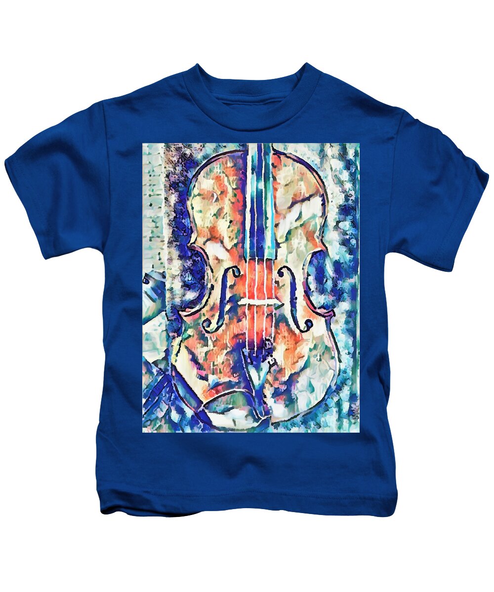  Kids T-Shirt featuring the mixed media Viola Front by Bencasso Barnesquiat
