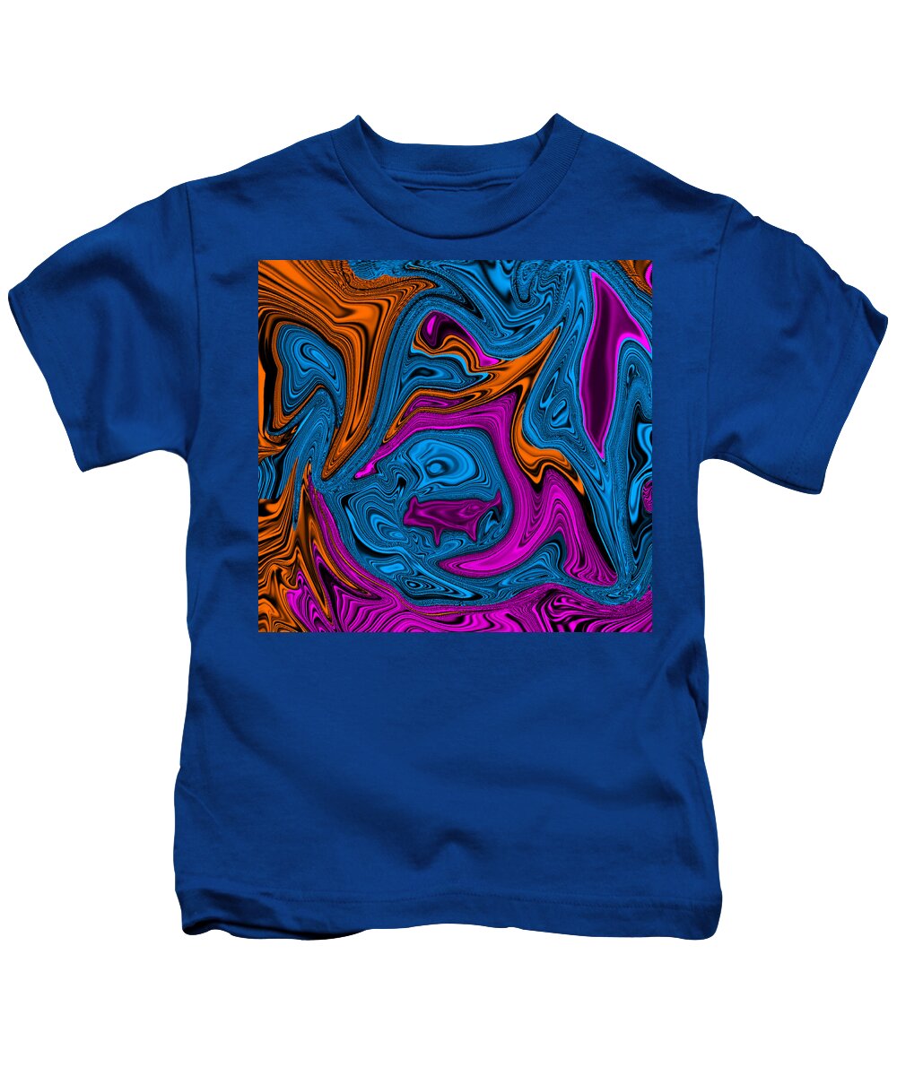 Abstract Art Kids T-Shirt featuring the digital art Walking the Dog Abstract by Ronald Mills