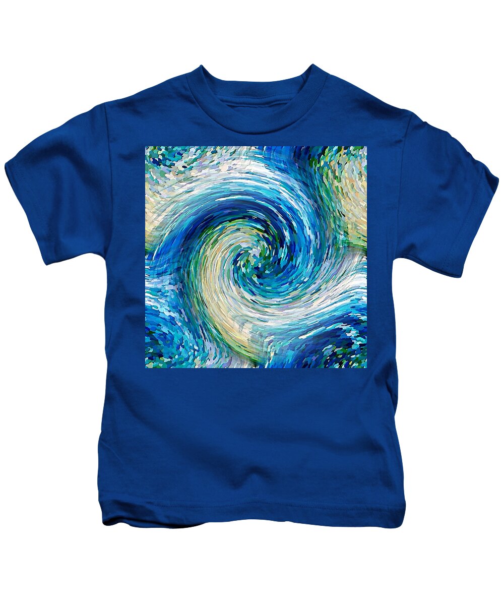 Blue Kids T-Shirt featuring the digital art Wave to Van Gogh II by David Manlove