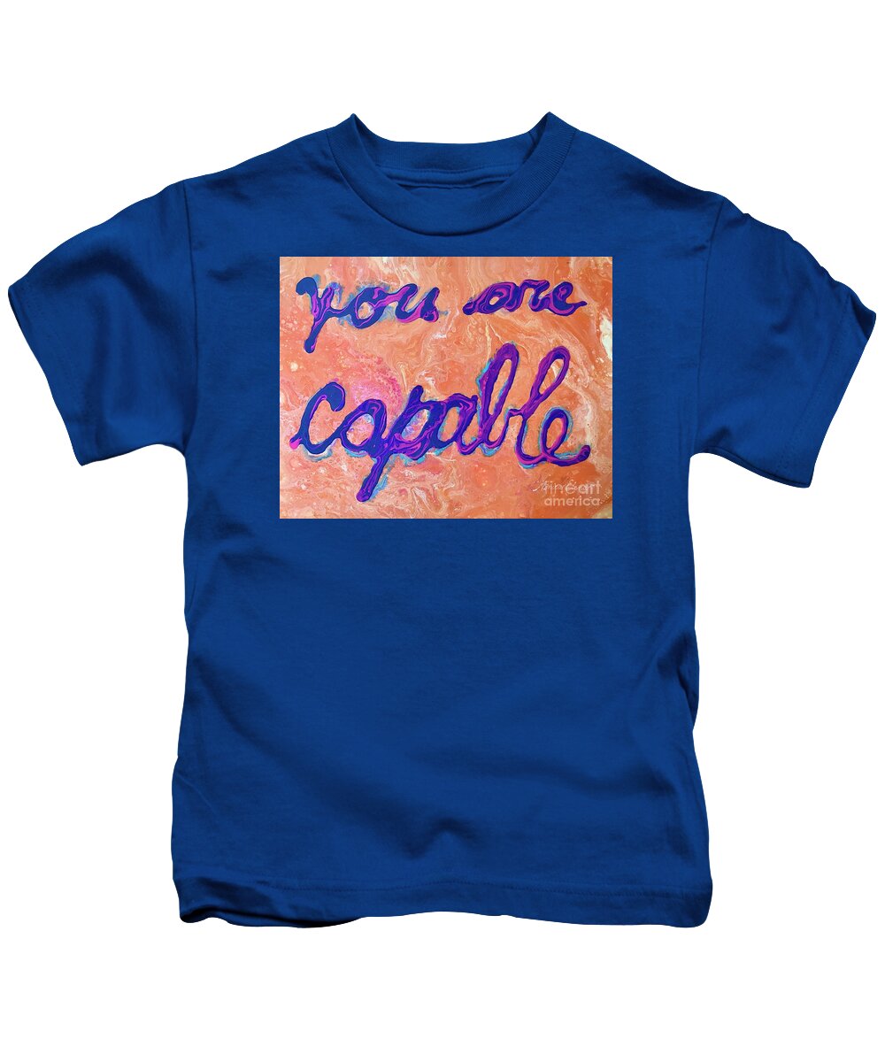 Abstract Kids T-Shirt featuring the painting You are capable by Monica Elena