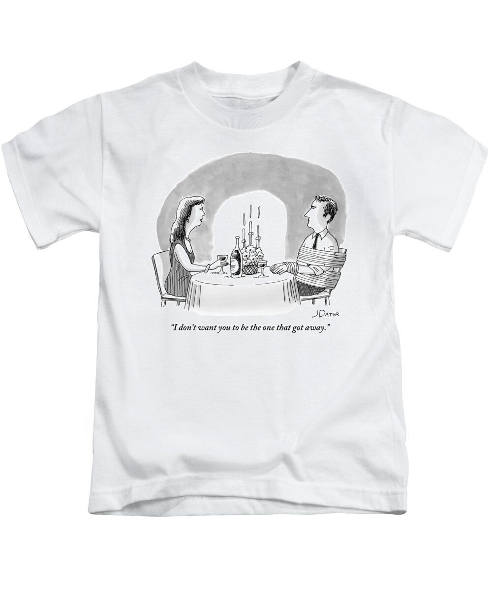 Cctk Kids T-Shirt featuring the drawing A Man And A Woman Sharing A Bottle Of Wine by Joe Dator