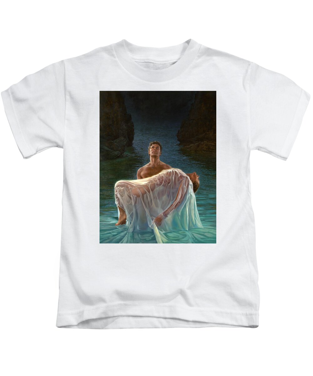 Blue Kids T-Shirt featuring the painting Resurrection by Mia Tavonatti