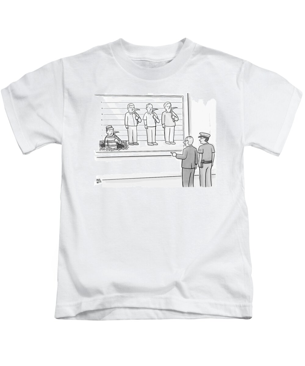Police Kids T-Shirt featuring the drawing New Yorker March 6th, 2017 by Paul Noth