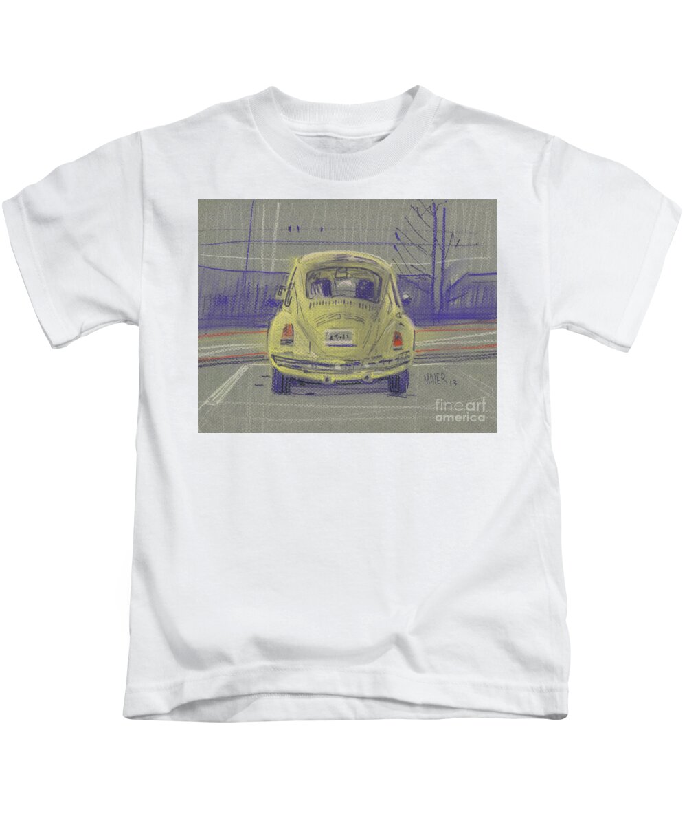Yellow Kids T-Shirt featuring the painting Yellow Beetle #1 by Donald Maier