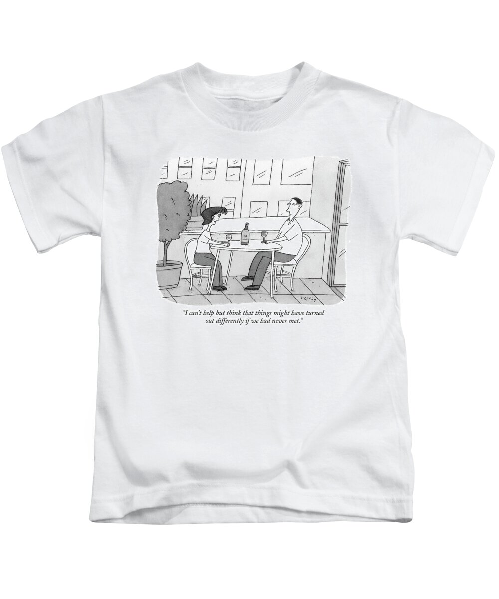 Date Kids T-Shirt featuring the drawing I Can't Help But Think That Things by Peter C. Vey