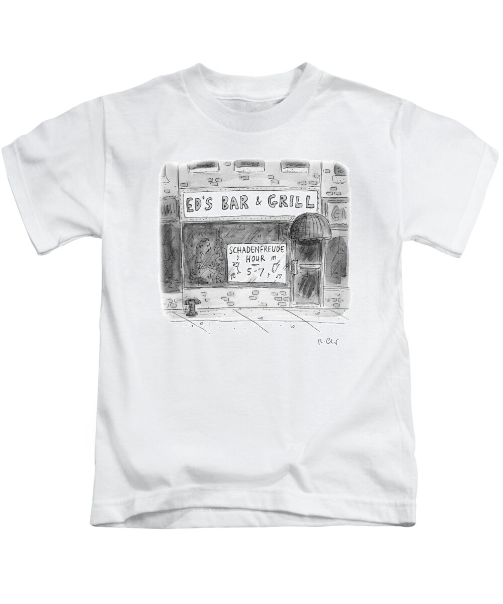 Shadenfreude Hour Kids T-Shirt featuring the drawing New Yorker November 14th, 2016 by Roz Chast