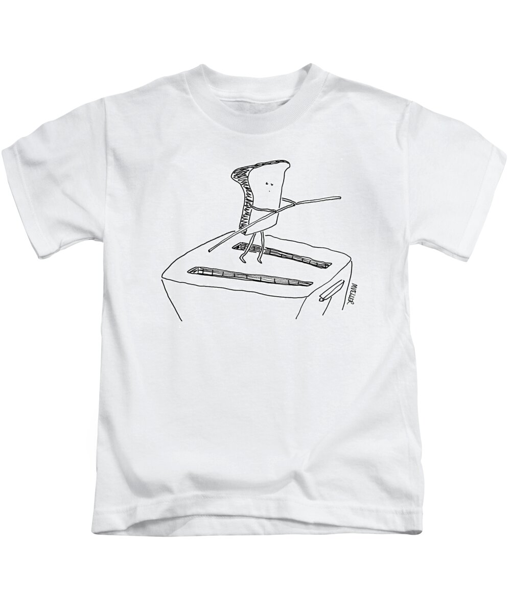 Toast Kids T-Shirt featuring the drawing New Yorker November 24th, 2008 by Peter Mueller