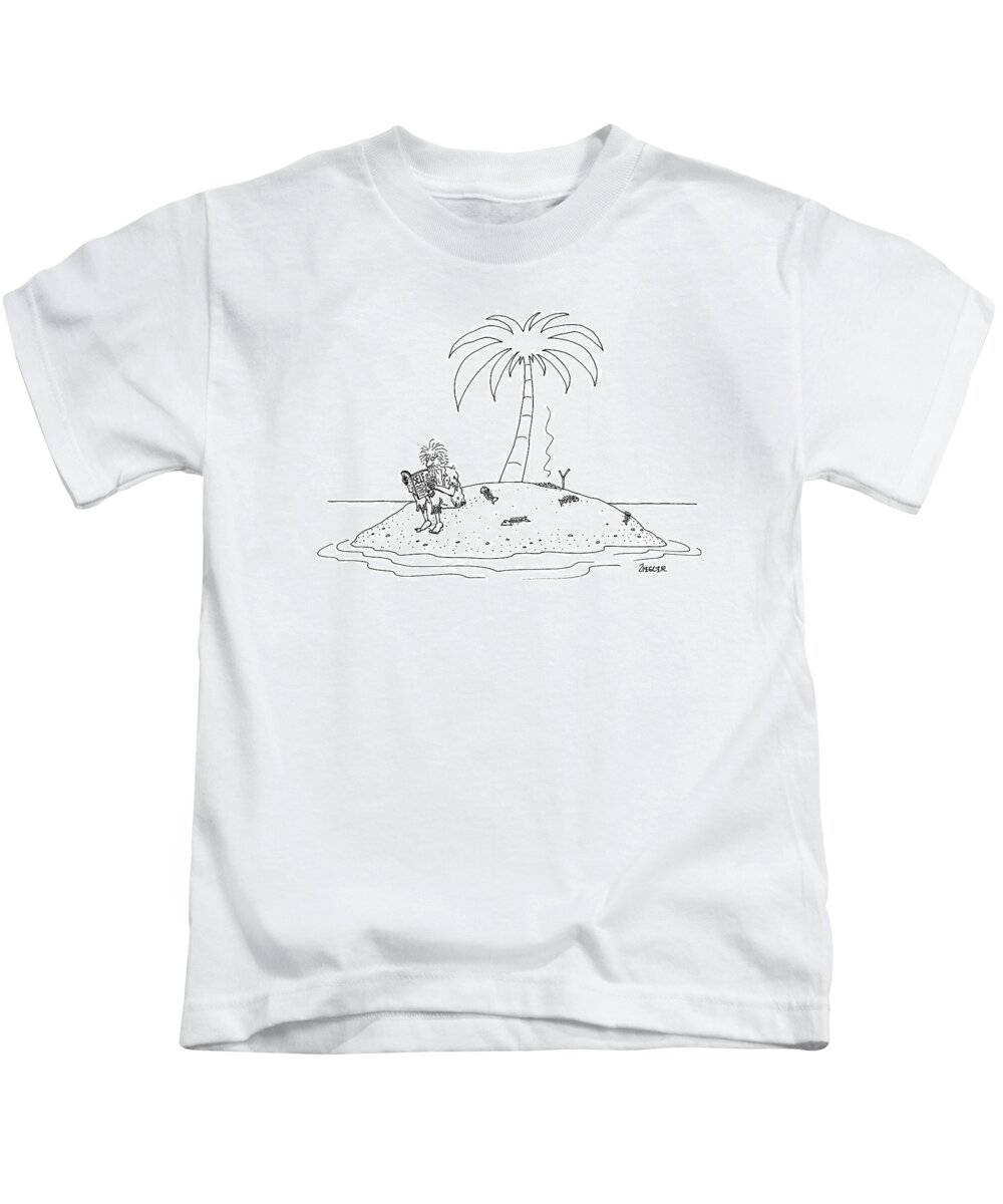 Shipwrecked Kids T-Shirt featuring the drawing New Yorker February 14th, 2000 by Jack Ziegler