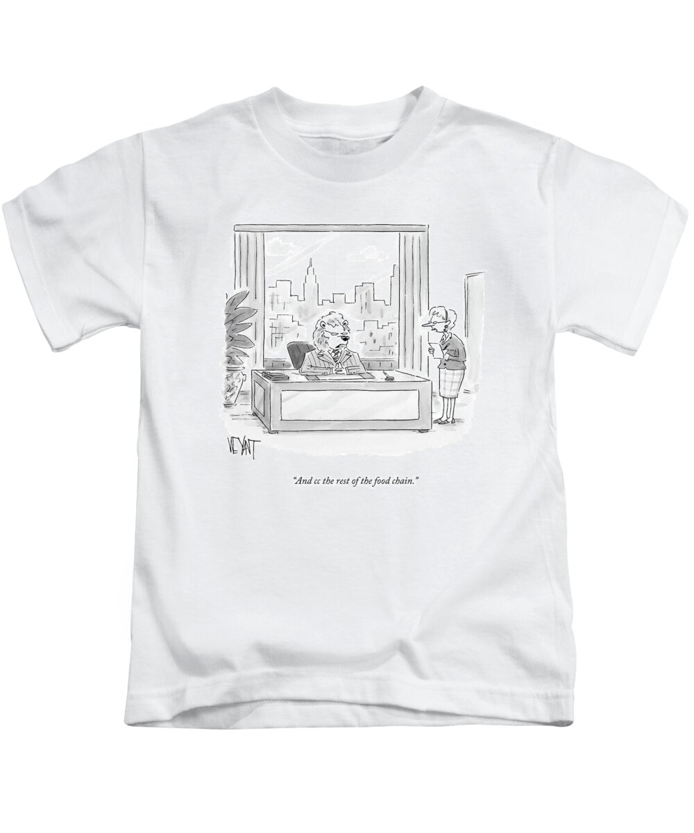 Email Kids T-Shirt featuring the drawing And Cc The Rest Of The Food Chain by Christopher Weyant