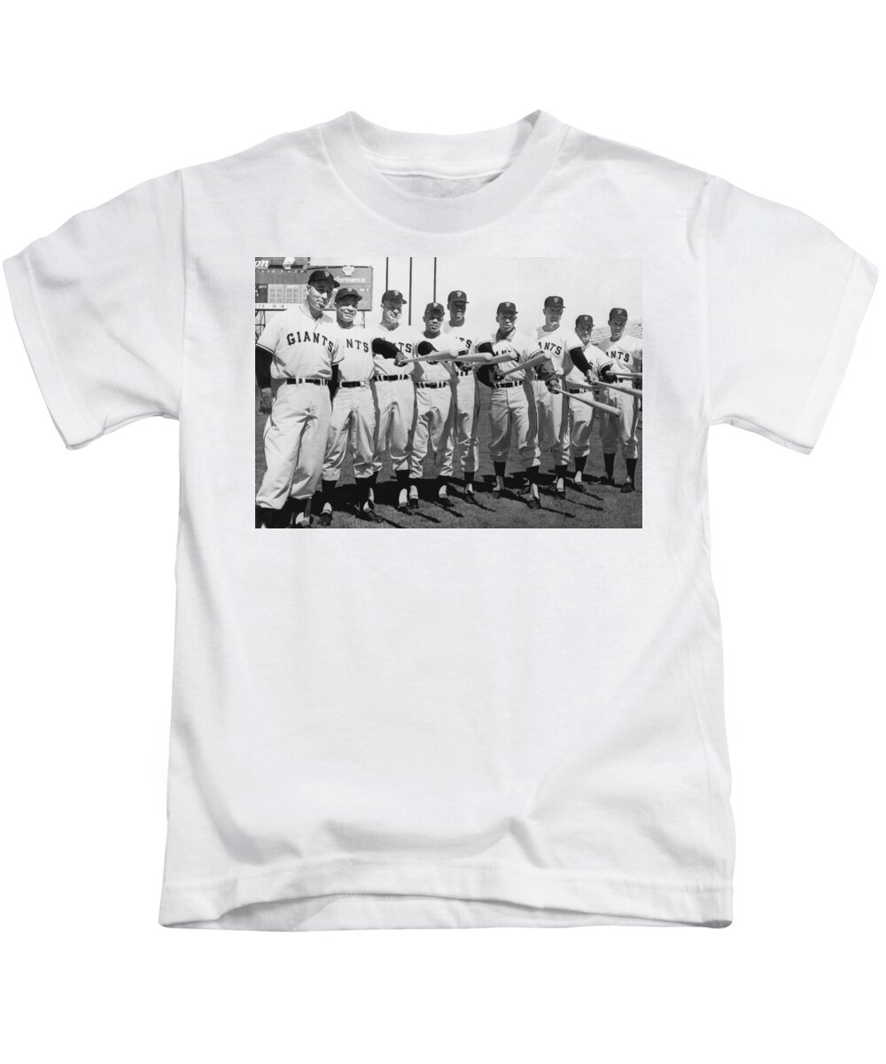 1961 Kids T-Shirt featuring the photograph 1961 San Francisco Giants by Underwood Archives